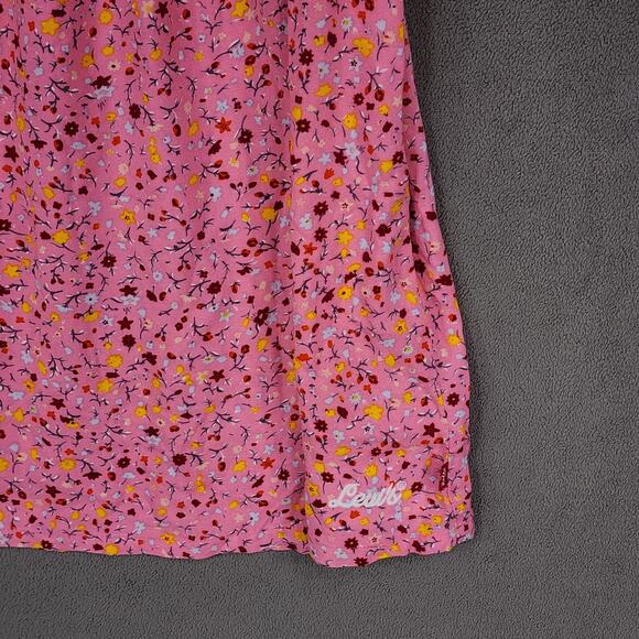 Levis Ruffle Dress L Kids Girl Cold Shoulder Floral Pink Tiered Midi 12-13yr NEW - Picture 10 of 12